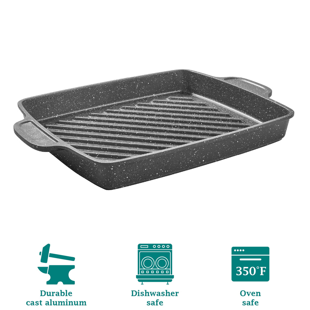 Prairie Signature 10x12 inch Cast Aluminum Nonstick Cowboy Steak Pan with Speckled Design