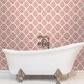 Pink Salmon Washy Trellis Peel & Stick Wallpaper, 18" x 18.86' - Rustic