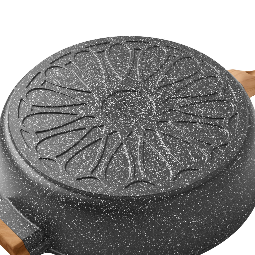Prairie Signature 6-Quart Cast Aluminum Jumbo Cooker Saute Pan, Charcoal Speckle - Farmhouse
