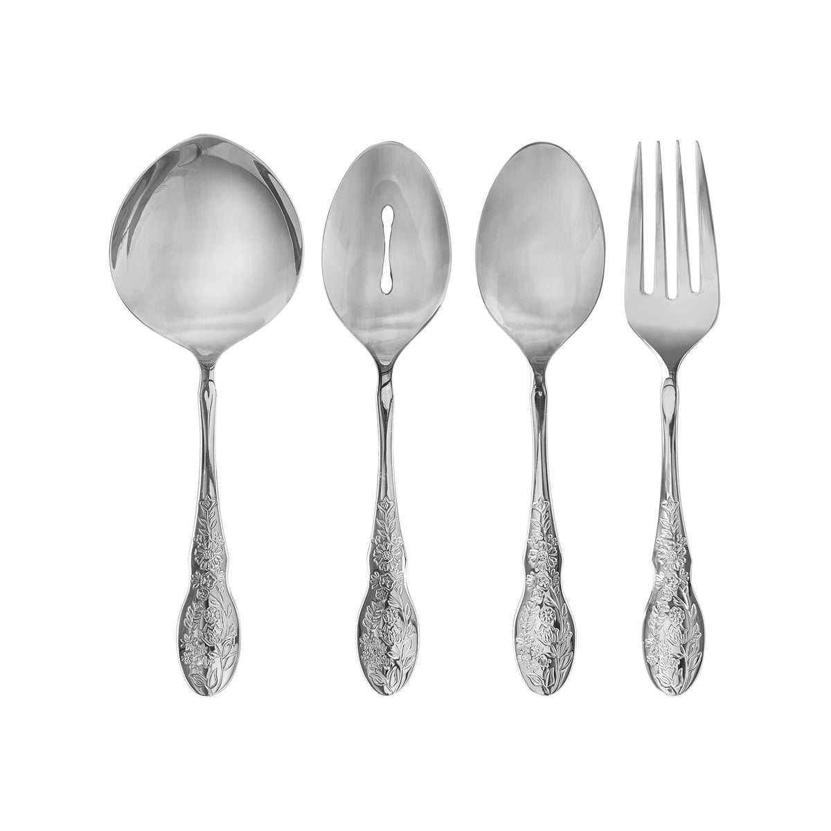 3-Pack The Pioneer Woman Mazie 4-Piece Serve Utensils Set Stainless Steel Silver Classic