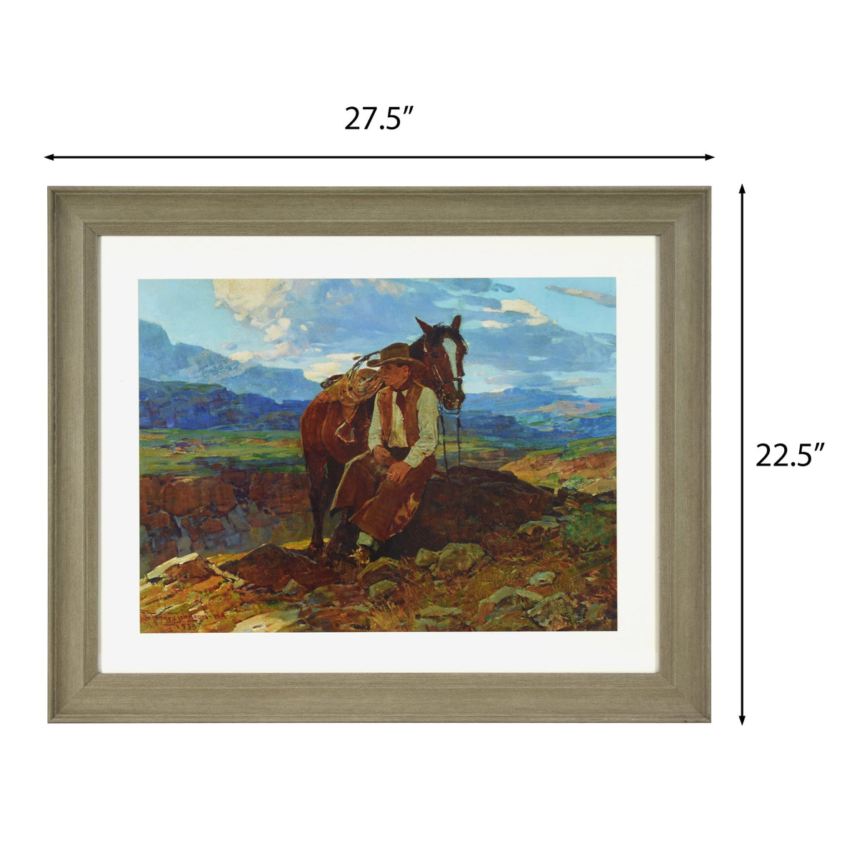 Frank Tenney Johnson "An Idle Dreamer" Framed Western Wall Art Print, Cowboy