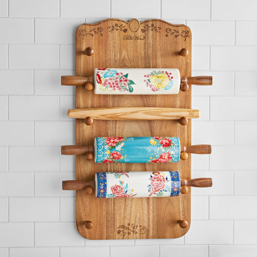 26-inch x 14-inch Wood Rolling Pin Rack