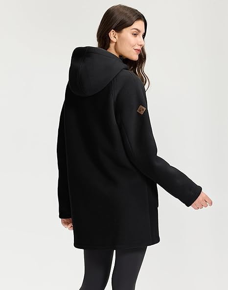Women's Long Fleece Jacket Thermal Sherpa Lined Full-Zip Hoodies with Pockets Casual