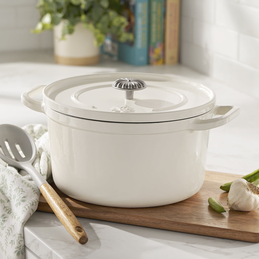 5-Quart Enameled Cast Iron Dutch Oven with Lid, Linen