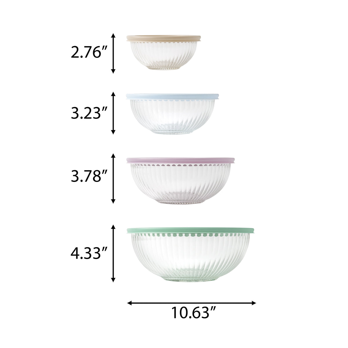 8-Piece Glass Mixing Bowl Set