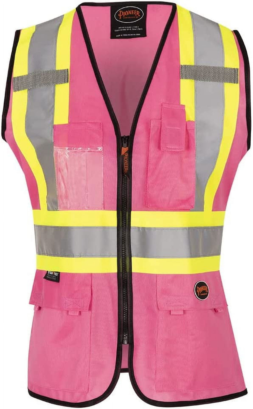 Pioneer Women's Custom Fit Hi-Vis Mesh Back Safety Vest - Color: Pink - Size: XL