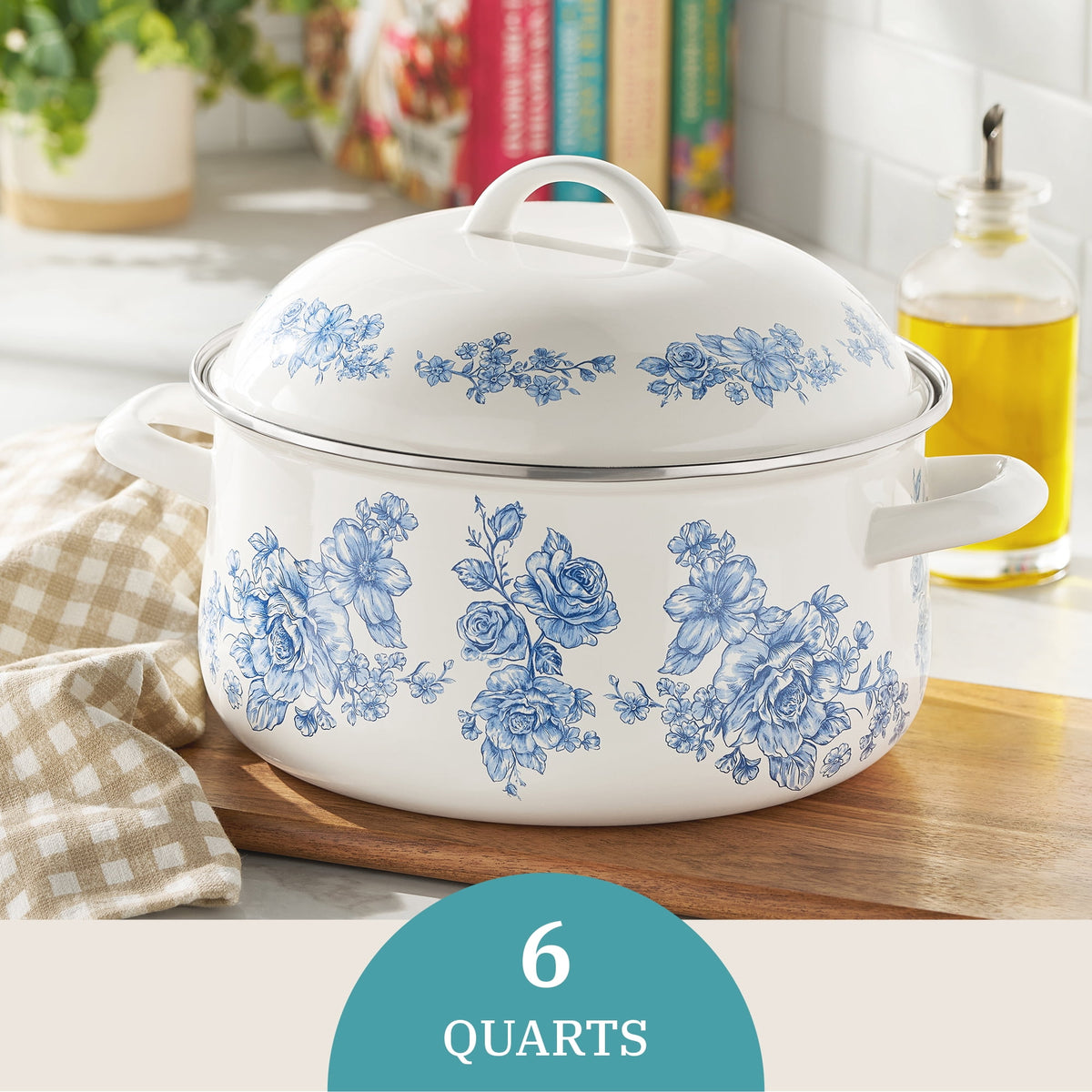 Agatha Enamel-on-Steel 6-Quart Dutch Oven, Blue