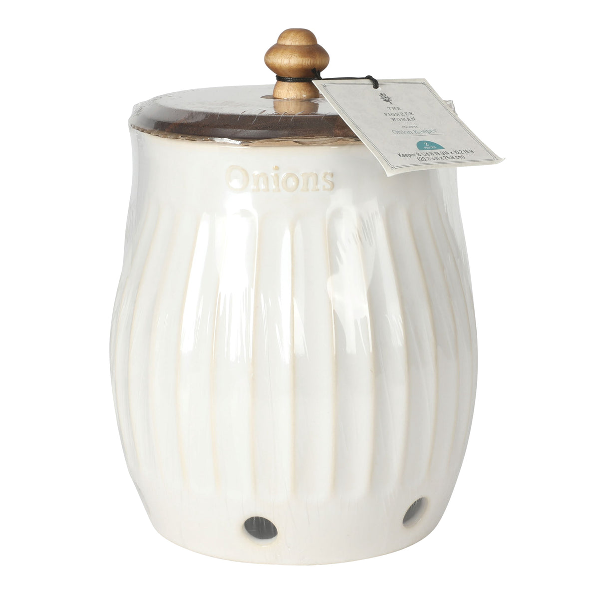 Colette Stoneware Onion Keeper, White