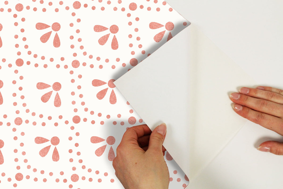 Coral Tonal Scallop Peel & Stick Vinyl Wallpaper, 215-in by 20.5-in, 30.75 sq.