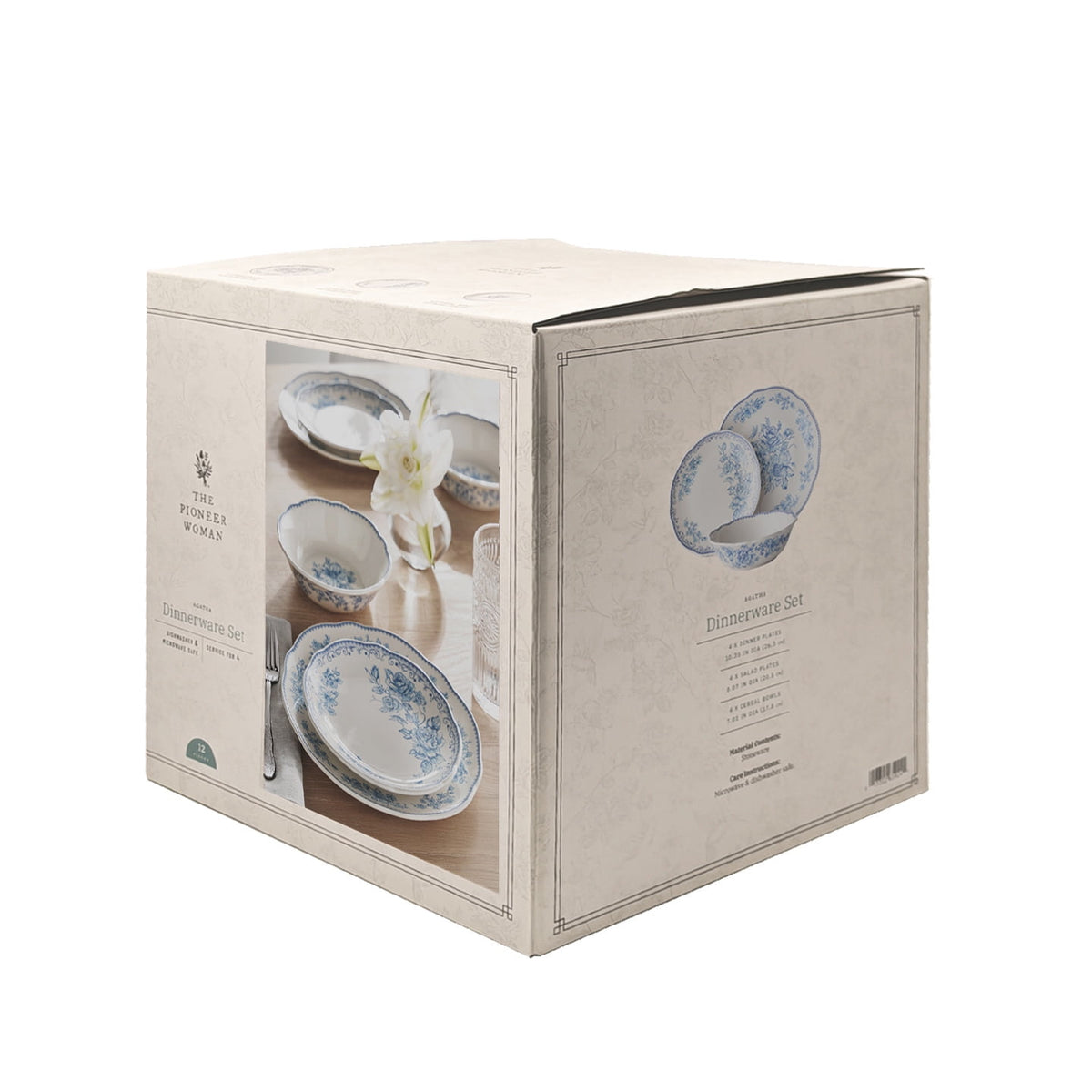 Agatha 12-Piece Stoneware Dinnerware Set, Blue