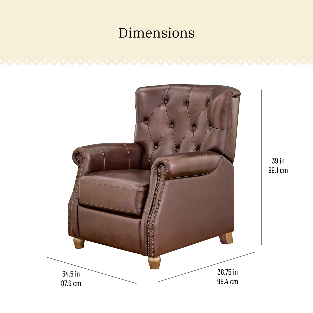 Harper Leather Recliner with Whiskey Upholstery