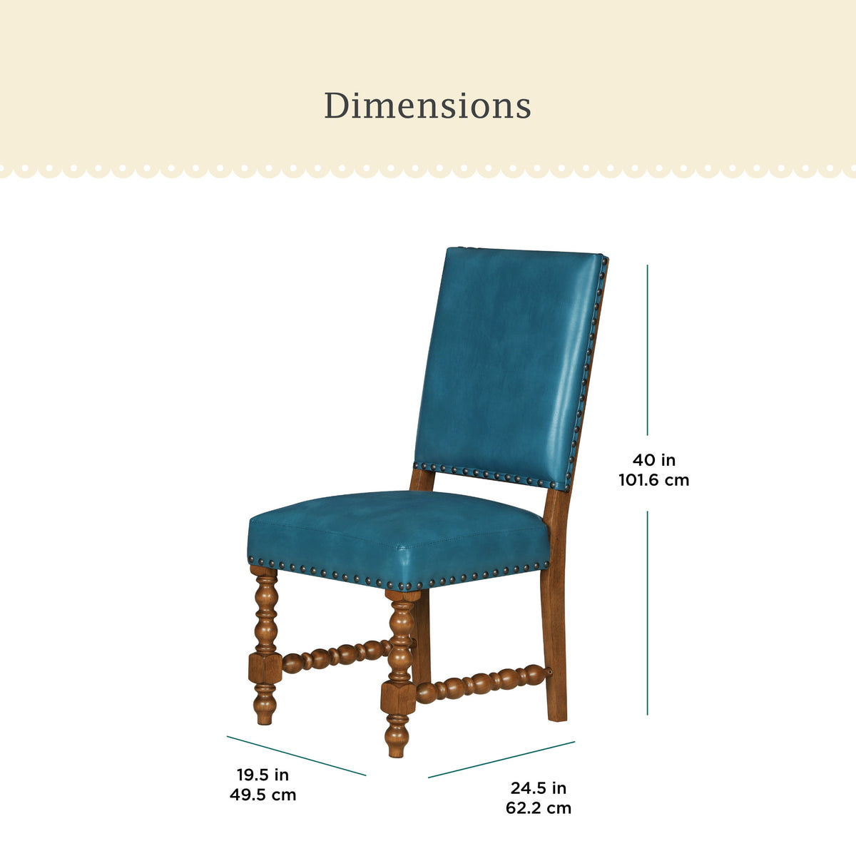 Harper Faux Leather Dining Chairs, Turquoise, Set of 2