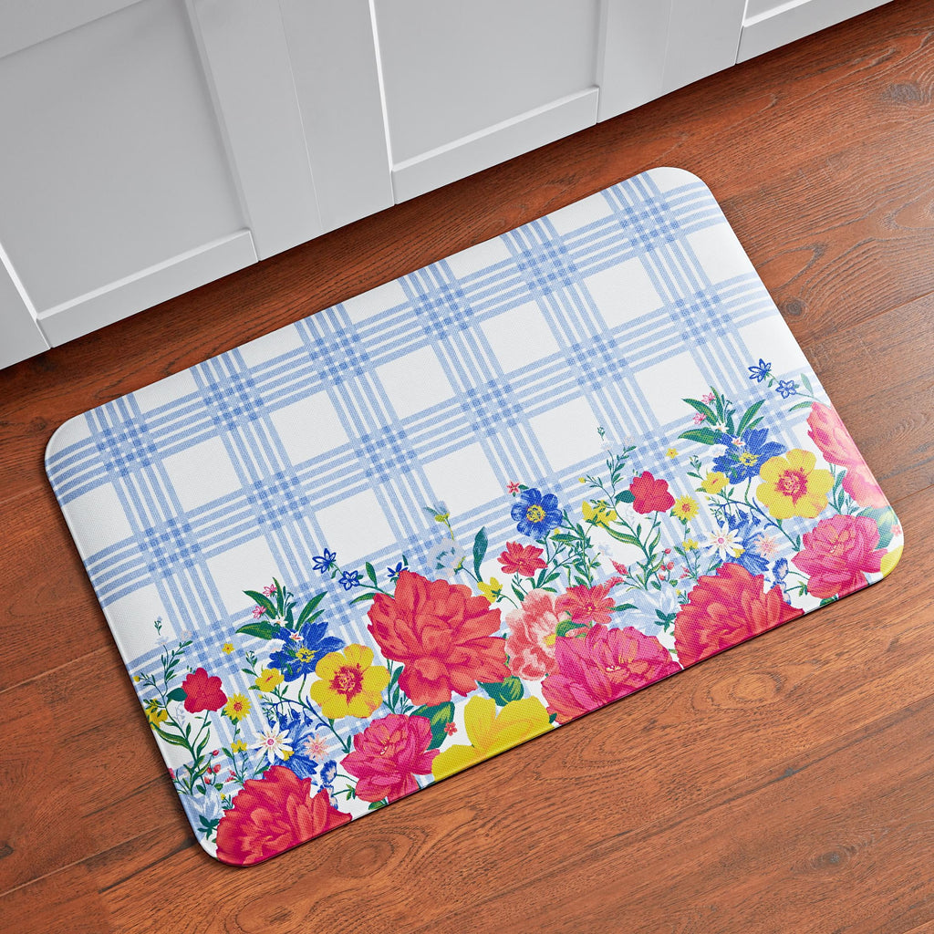3-Pack The Pioneer Woman Bouquet Plaid Kitchen Comfort Floor Mat Multicolor 20W X 30L