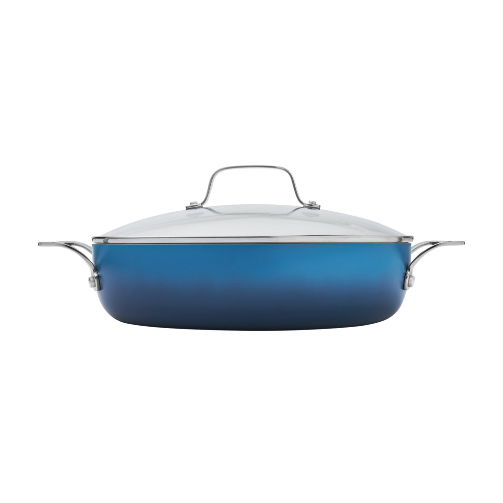 Harlow 12" Ceramic Nonstick Everyday Pan with Lid, Denim Blue