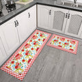 Flower Kitchen Mat 2-Piece Set Farmhouse Anti-Fatigue Water-Resistant Stain-Resistant Non-Slip Floor Mat