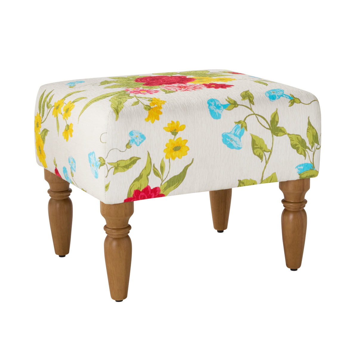 Sweet Rose Ottoman, White, 17.25 in