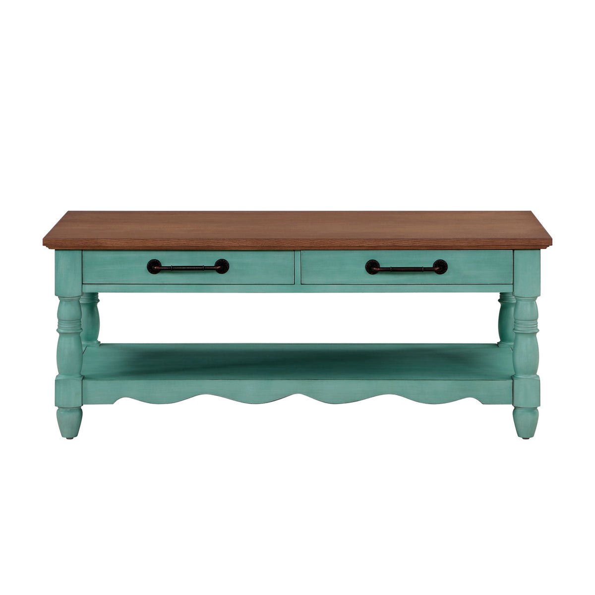 Helen Coffee Table Solid Wood, Teal