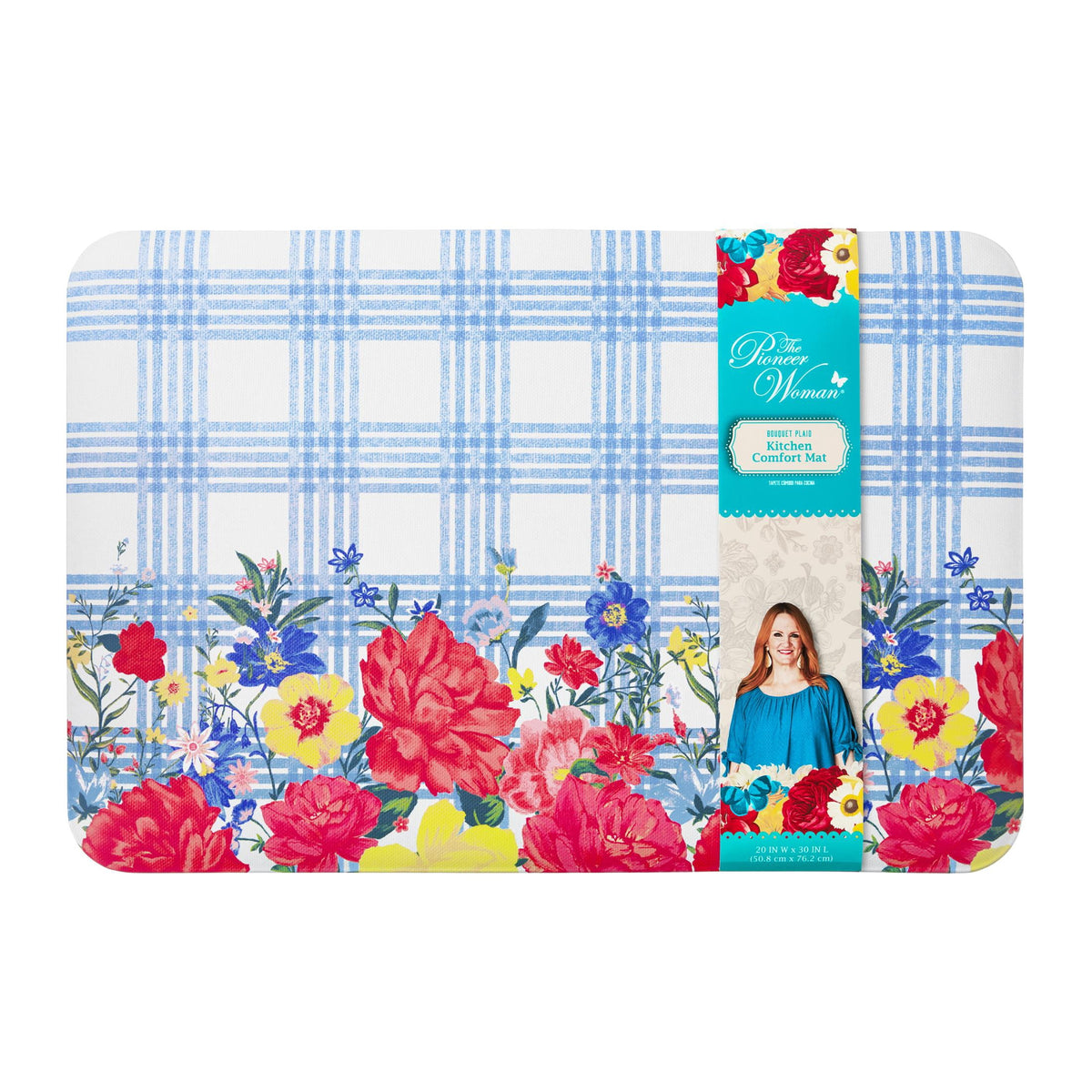 3-Pack The Pioneer Woman Bouquet Plaid Kitchen Comfort Floor Mat Multicolor 20W X 30L
