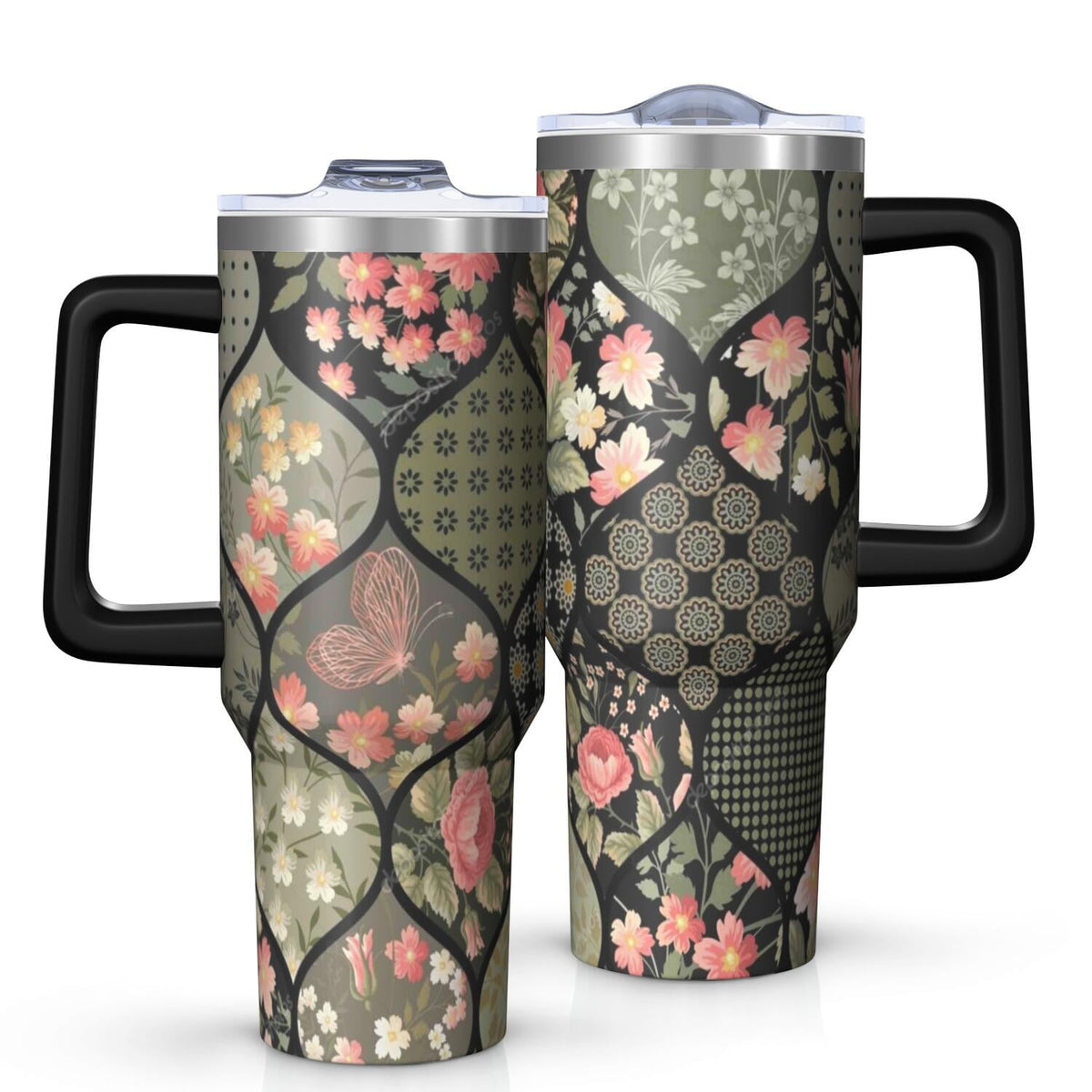 Piooner Decor Wildflower Tumbler with Handle and Lid, 40oz Wildflower Double Wall Vacuum Insulated Tumbler, Wildflower