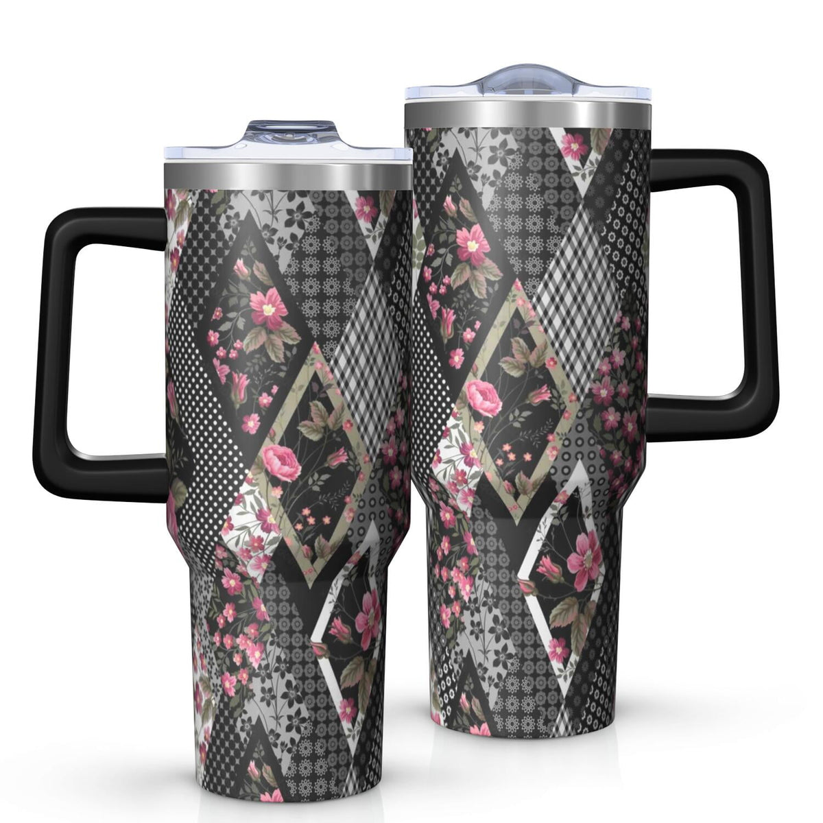 Piooner Decor Wildflower Tumbler with Handle and Lid, 40oz Wildflower Double Wall Vacuum Insulated Tumbler, Wildflower