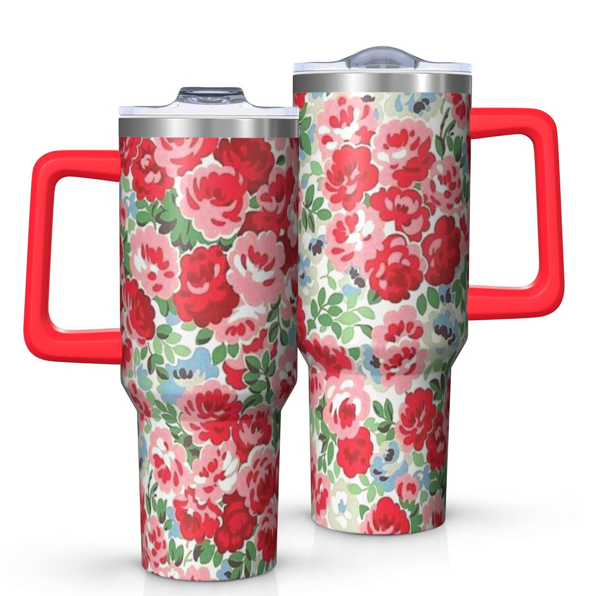 Piooner Decor Wildflower Tumbler with Handle and Lid, 40oz Wildflower Double Wall Vacuum Insulated Tumbler, Wildflower