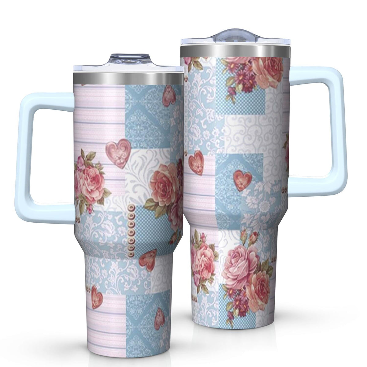 Piooner Decor Wildflower Tumbler with Handle and Lid, 40oz Wildflower Double Wall Vacuum Insulated Tumbler, Wildflower