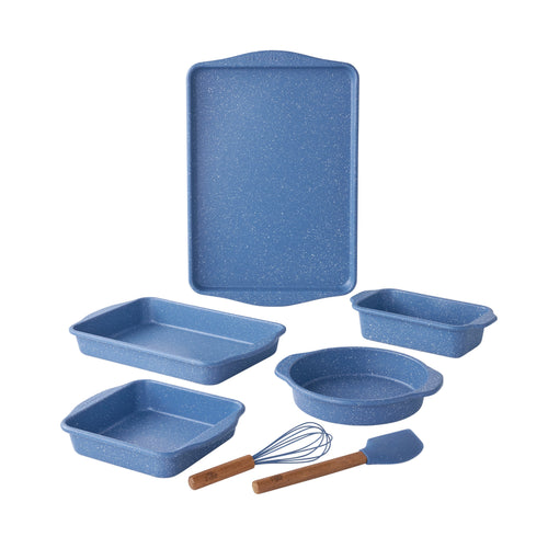 7-Piece Aluminized Steel Bakeware Set, Nonstick, Blue Speckle