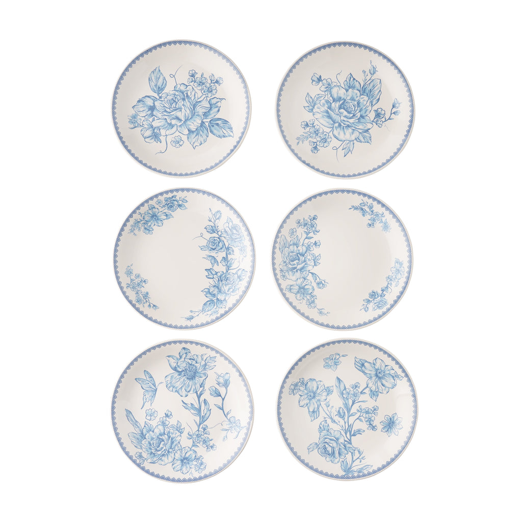 Agatha Stoneware Appetizer Plate, Blue, Set of 6