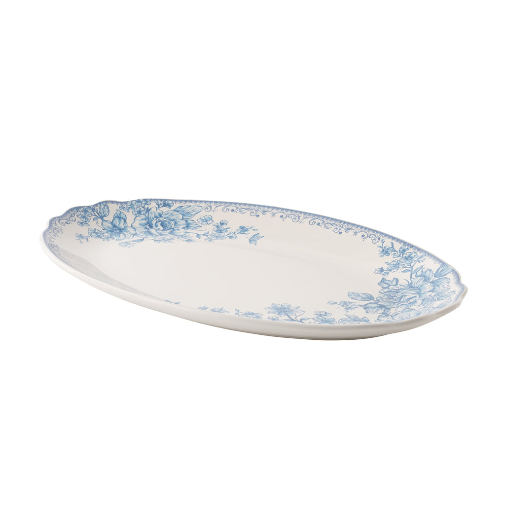 Agatha Stoneware 16-inch Serving Platter, Blue