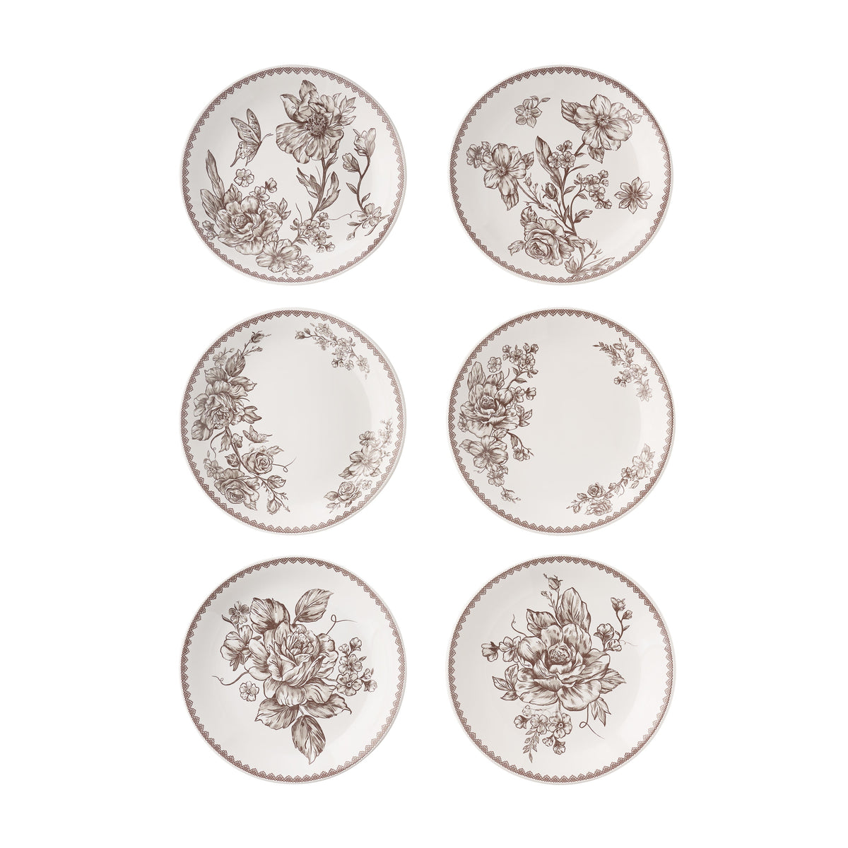 Piooner Decor Agatha Stoneware Appetizer Plate, Blue, Set of 6