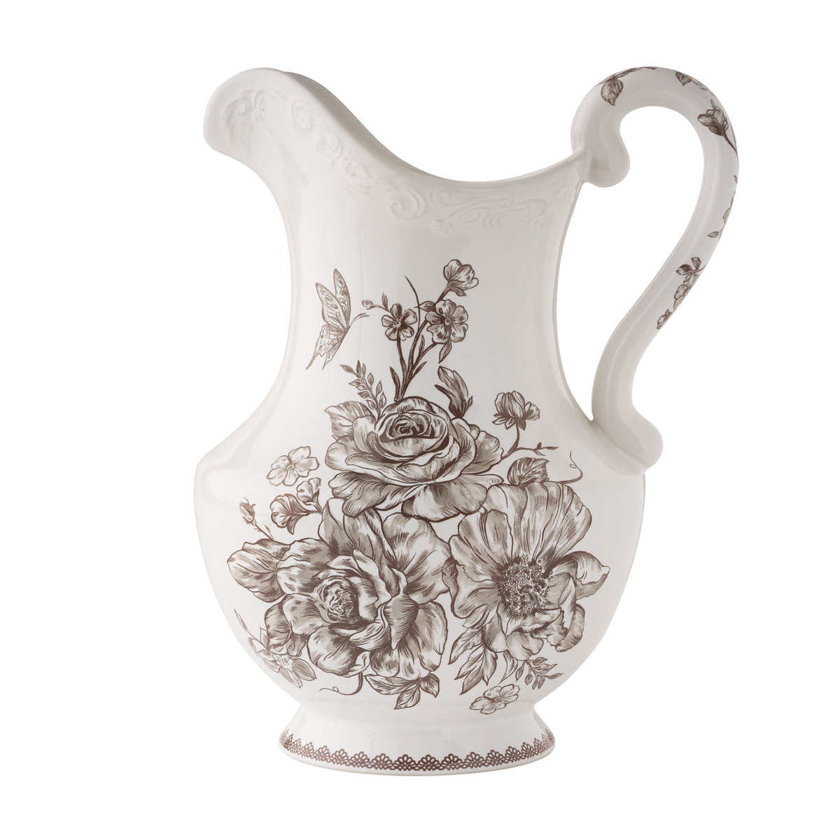 Piooner Decor Agatha Stoneware 2-Quart Pitcher, Blue
