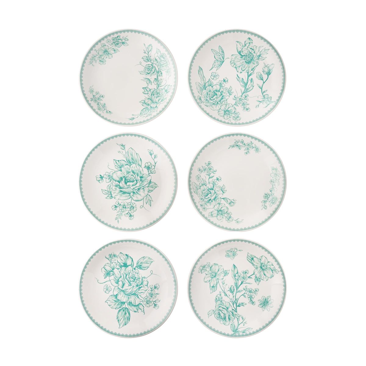 Piooner Decor Agatha Stoneware Appetizer Plate, Blue, Set of 6