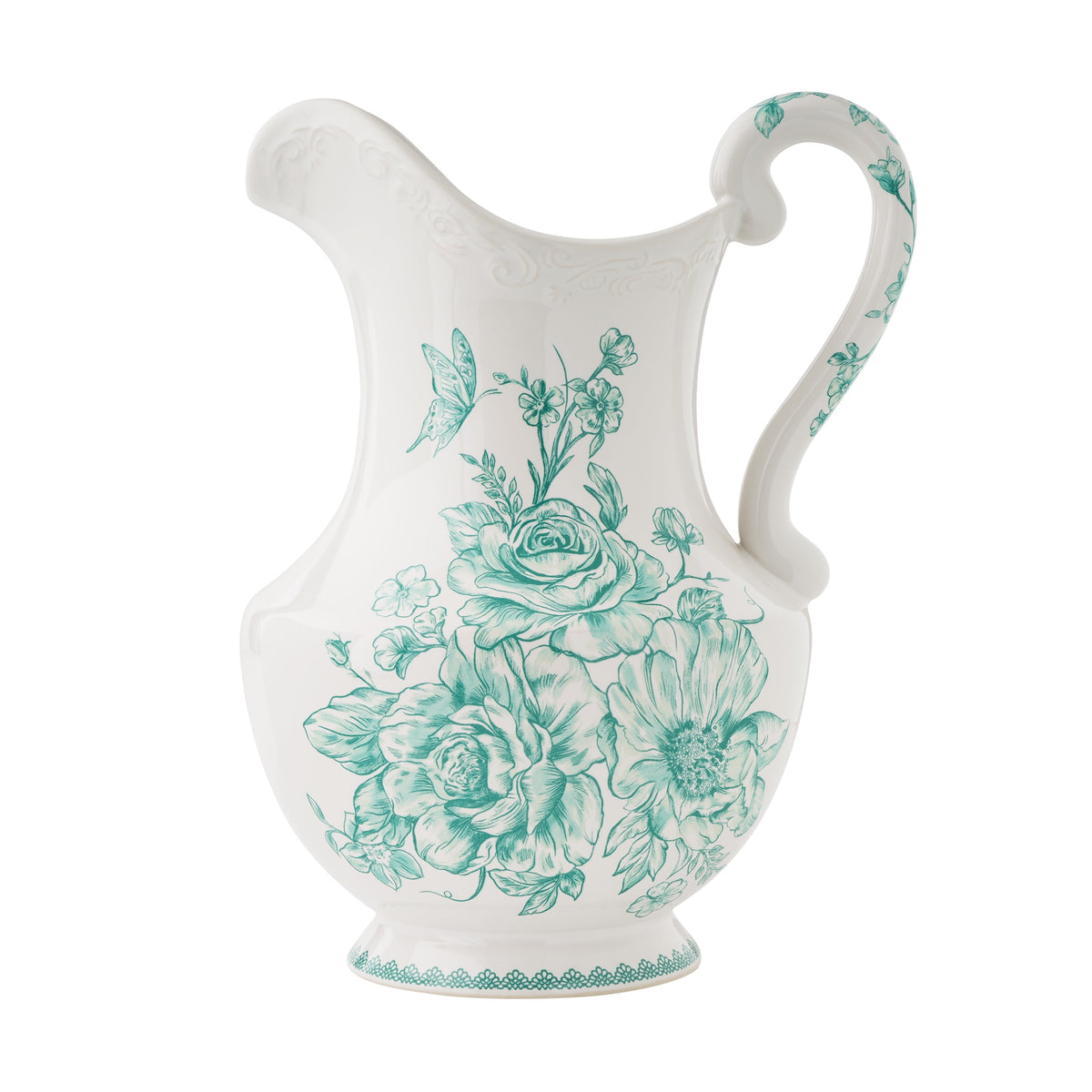 Piooner Decor Agatha Stoneware 2-Quart Pitcher, Blue