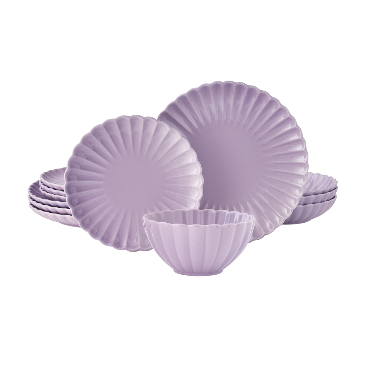 Piooner Decor Colette 12-Piece Stoneware Dinnerware Set, Blue