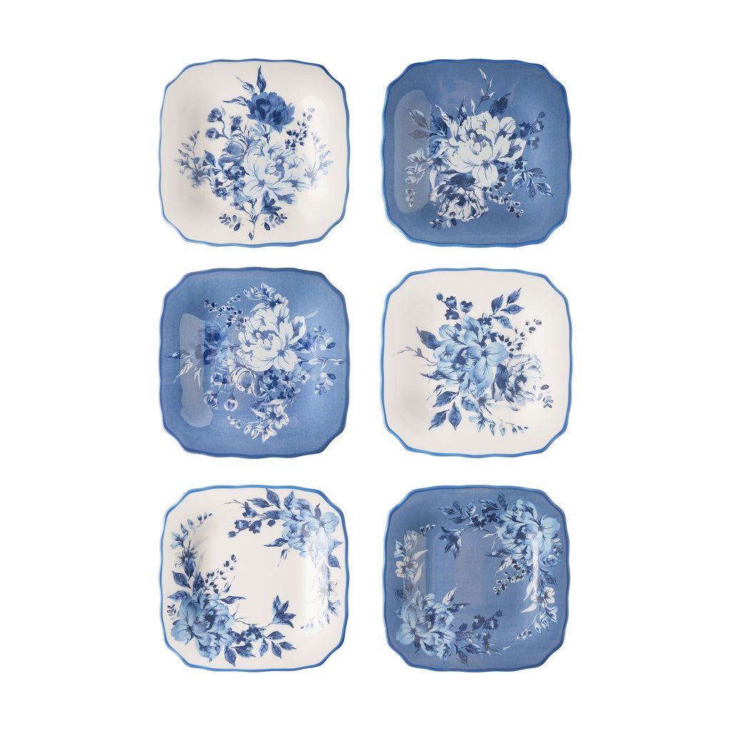 Delilah Stoneware Appetizer Plates, Blue, Set of 6