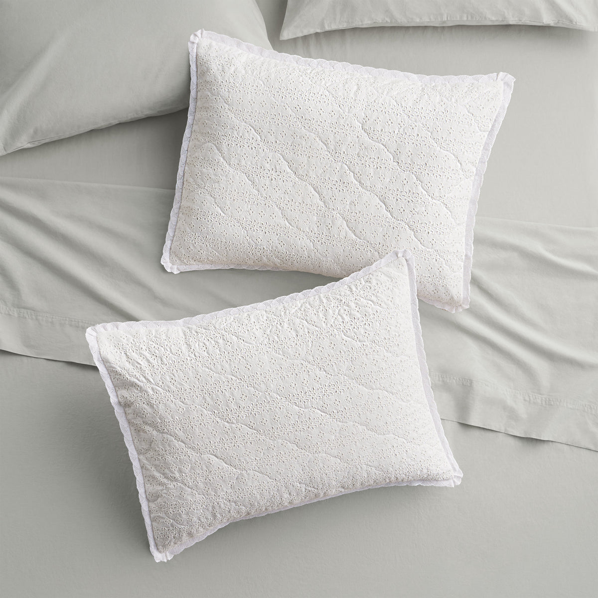 Piooner Decor Agatha Floral Gauze Pillow Sham, Standard, Blue Dust, 2 Pack - Cozy Cottage