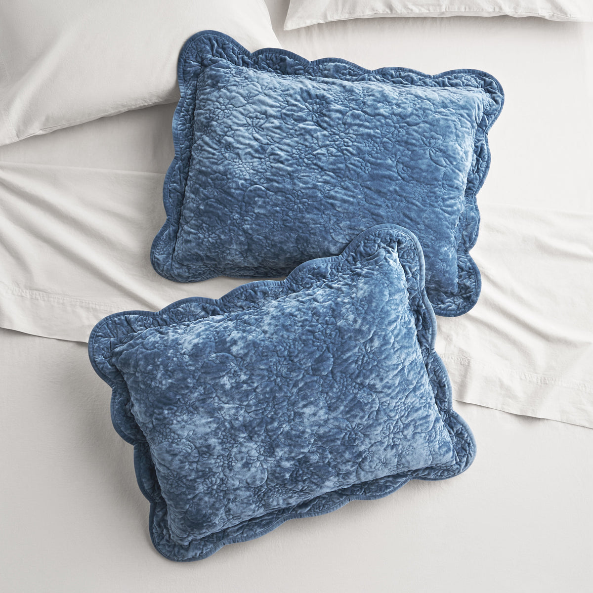 Piooner Decor Agatha Floral Gauze Pillow Sham, Standard, Blue Dust, 2 Pack - Cozy Cottage