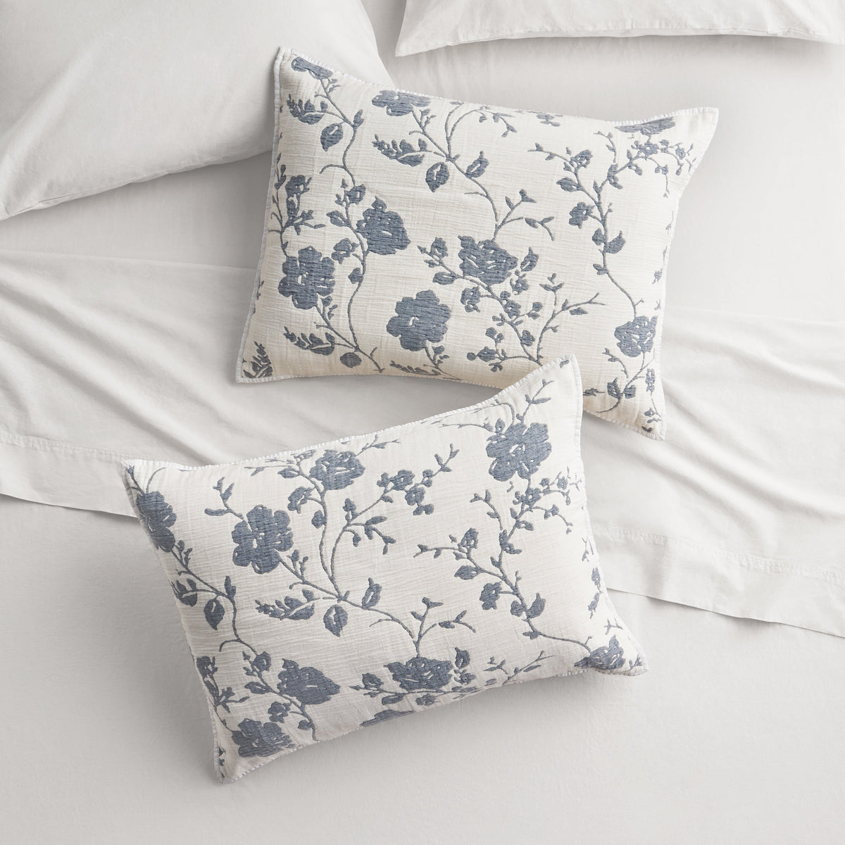 Agatha Floral Gauze Pillow Sham, Standard, Blue Dust, 2 Pack - Cozy Cottage