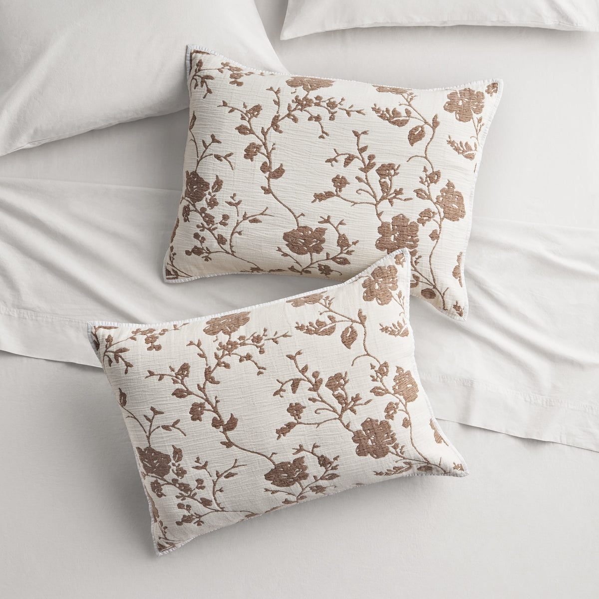 Piooner Decor Agatha Floral Gauze Pillow Sham, Standard, Blue Dust, 2 Pack - Cozy Cottage