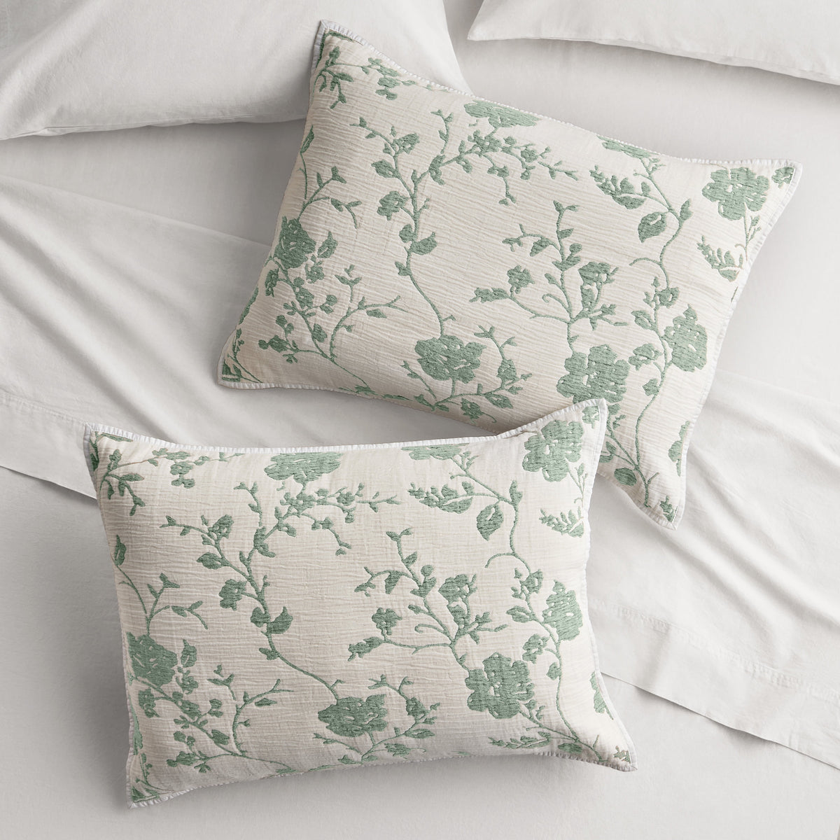 Piooner Decor Agatha Floral Gauze Pillow Sham, Standard, Blue Dust, 2 Pack - Cozy Cottage