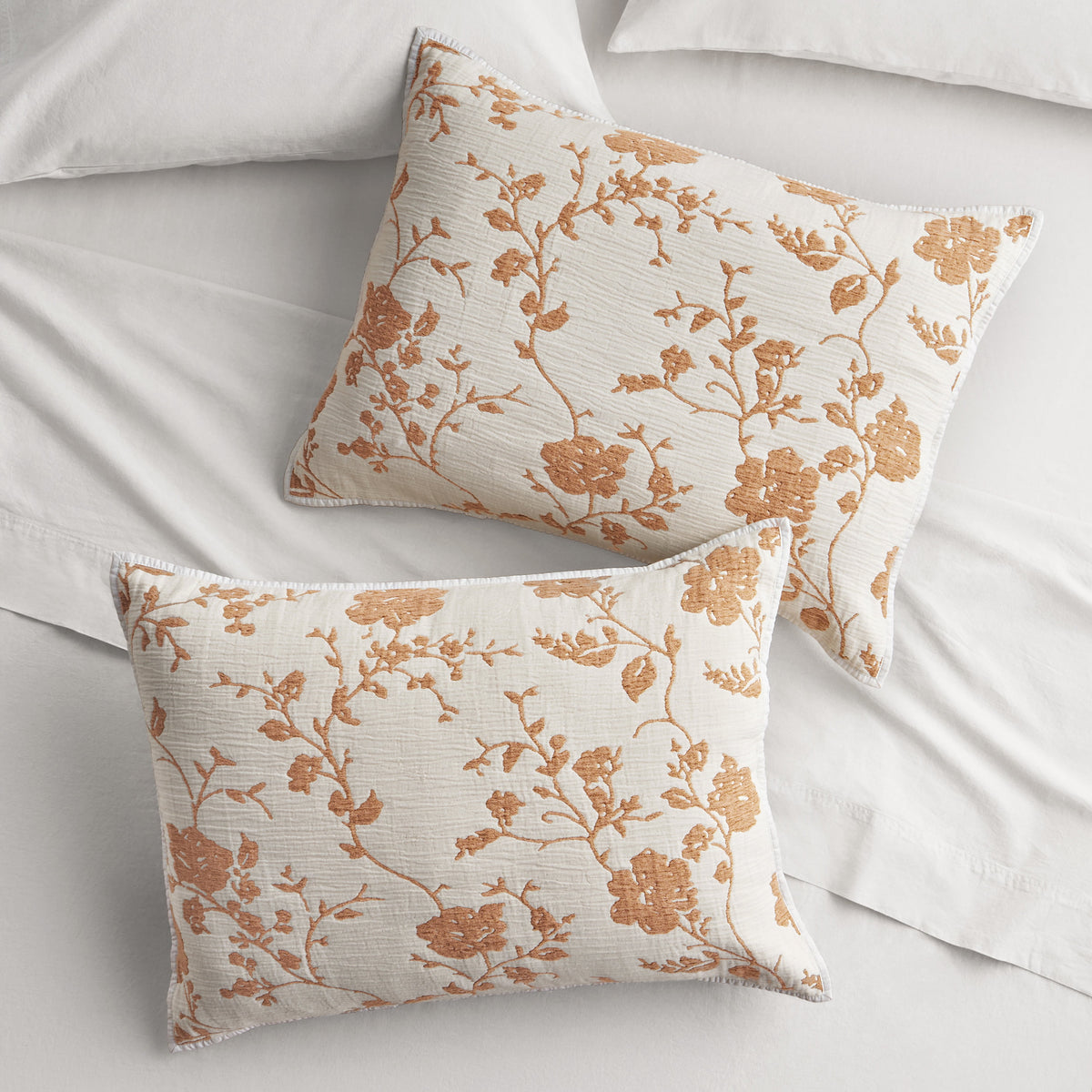 Piooner Decor Agatha Floral Gauze Pillow Sham, Standard, Blue Dust, 2 Pack - Cozy Cottage