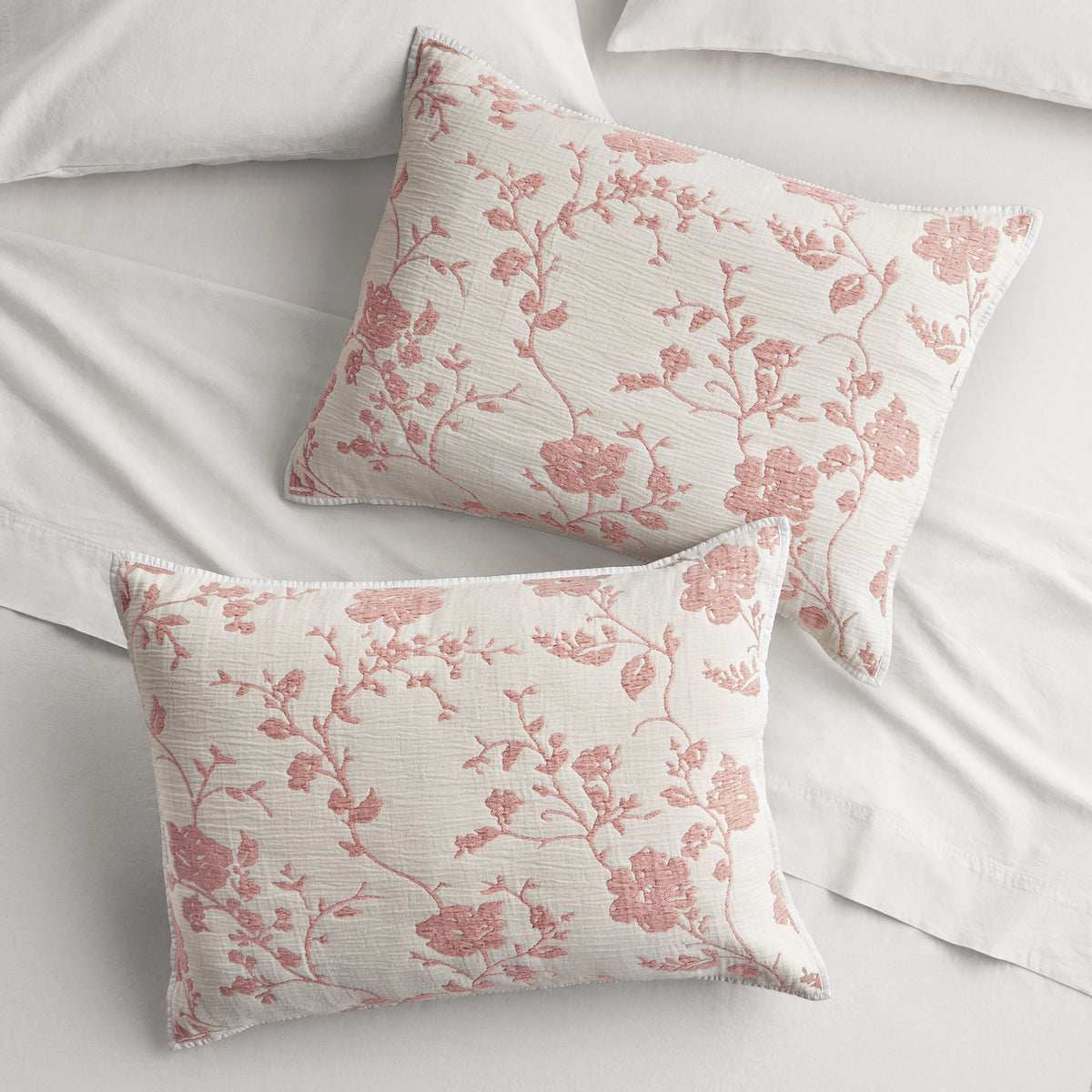 Piooner Decor Agatha Floral Gauze Pillow Sham, Standard, Blue Dust, 2 Pack - Cozy Cottage
