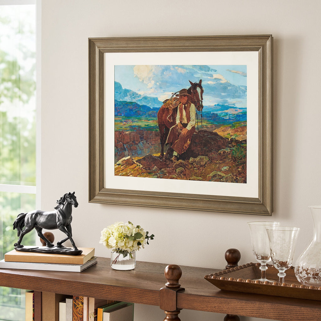 Frank Tenney Johnson "An Idle Dreamer" Framed Western Wall Art Print, Cowboy