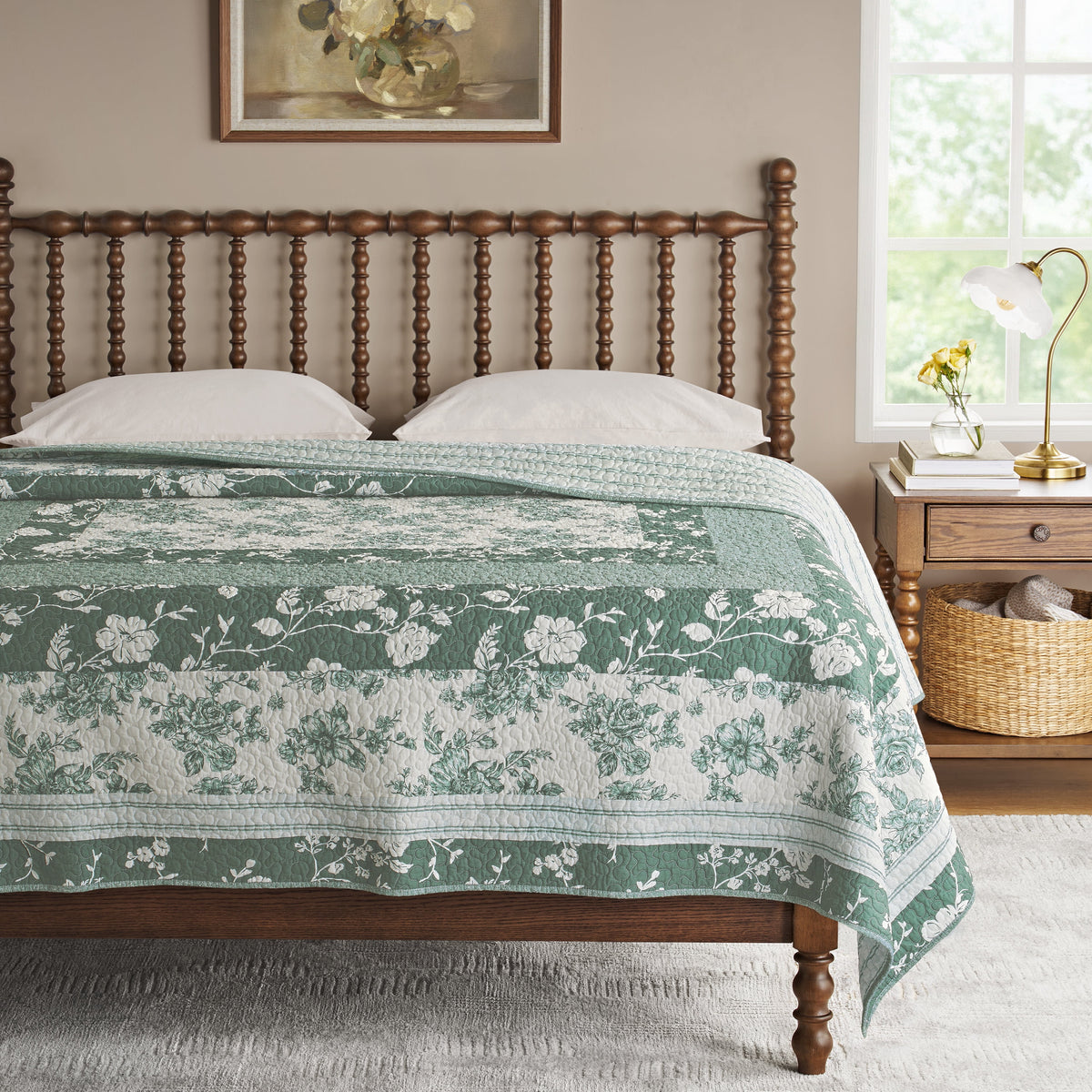Piooner Decor Avery Cotton Patchwork Quilt, Full/Queen, Blue Dust Bedding