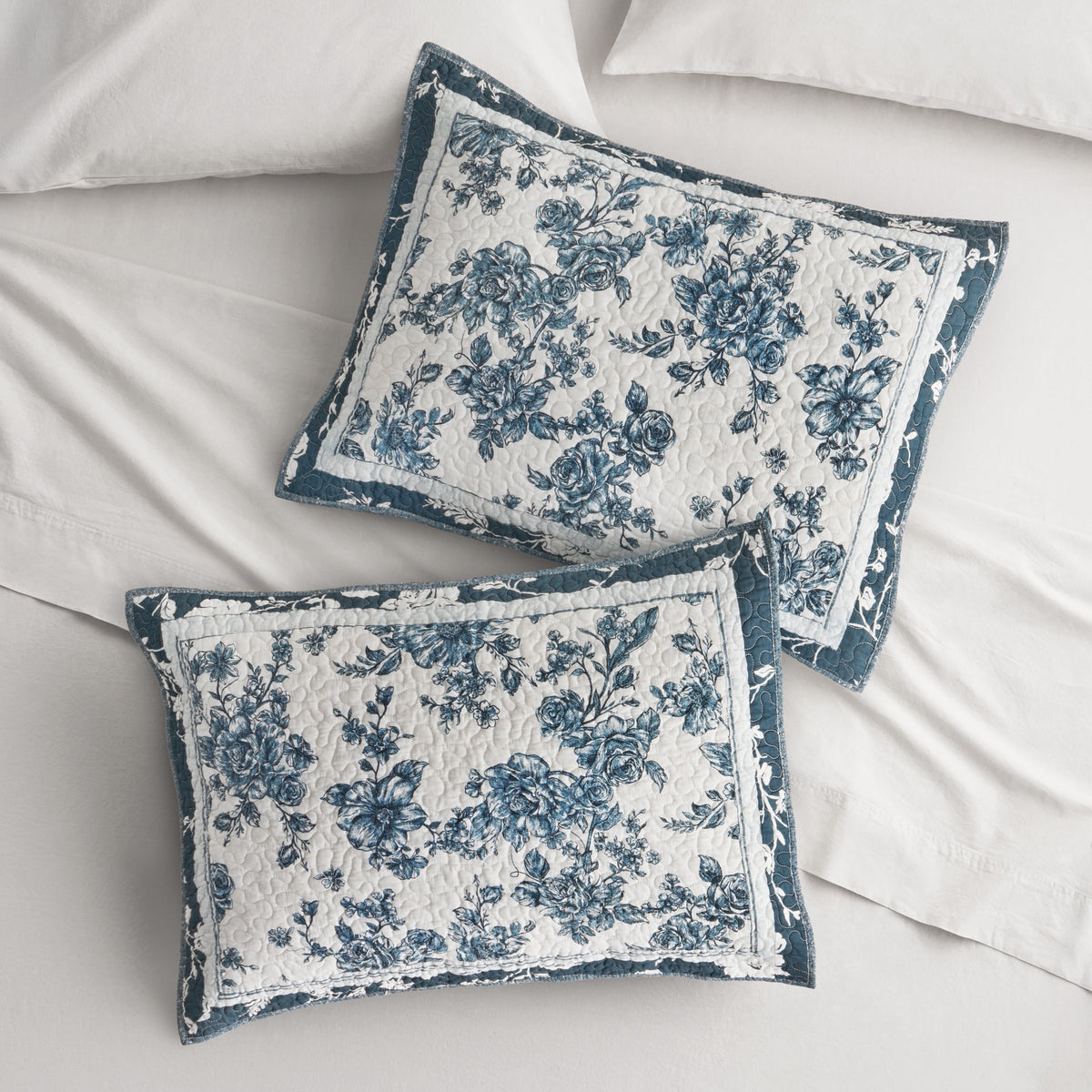 Piooner Decor Agatha Floral Gauze Pillow Sham, Standard, Blue Dust, 2 Pack - Cozy Cottage