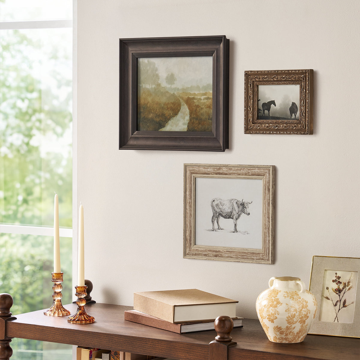 Western Landscape Wall Art Set: Rustic Cowboy Nature Canvas Prints, Vintage Ranch Decor