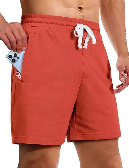Piooner Decor Sweat Shorts for Men 5 Inch Inseam Shorts Athletic Gym Workout Casual Cotton Shorts