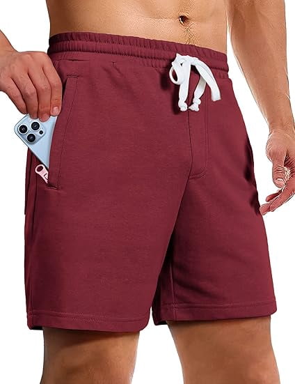 Piooner Decor Sweat Shorts for Men 5 Inch Inseam Shorts Athletic Gym Workout Casual Cotton Shorts