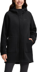 Women's Long Fleece Jacket Thermal Sherpa Lined Full-Zip Hoodies with Pockets Casual