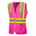 Pioneer Women's Custom Fit Hi-Vis Mesh Back Safety Vest - Color: Pink - Size: XL